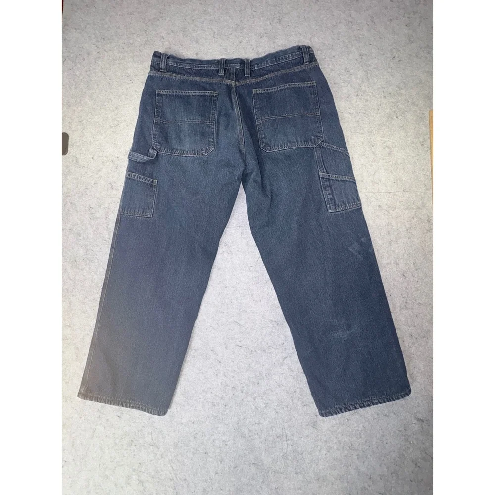 Faded Glory Mens Fleece Lined Carpenter Jeans Blue Denim Work Pants 40x29 VTG
